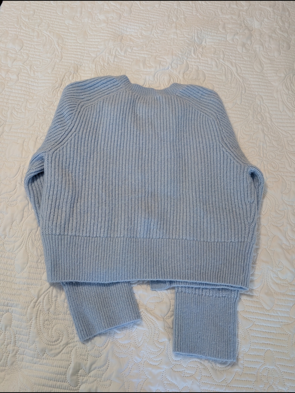 Abercrombie & Fitch Powder Blue Ribbed Pearl-Button Cardigan - Picture 4 of 4